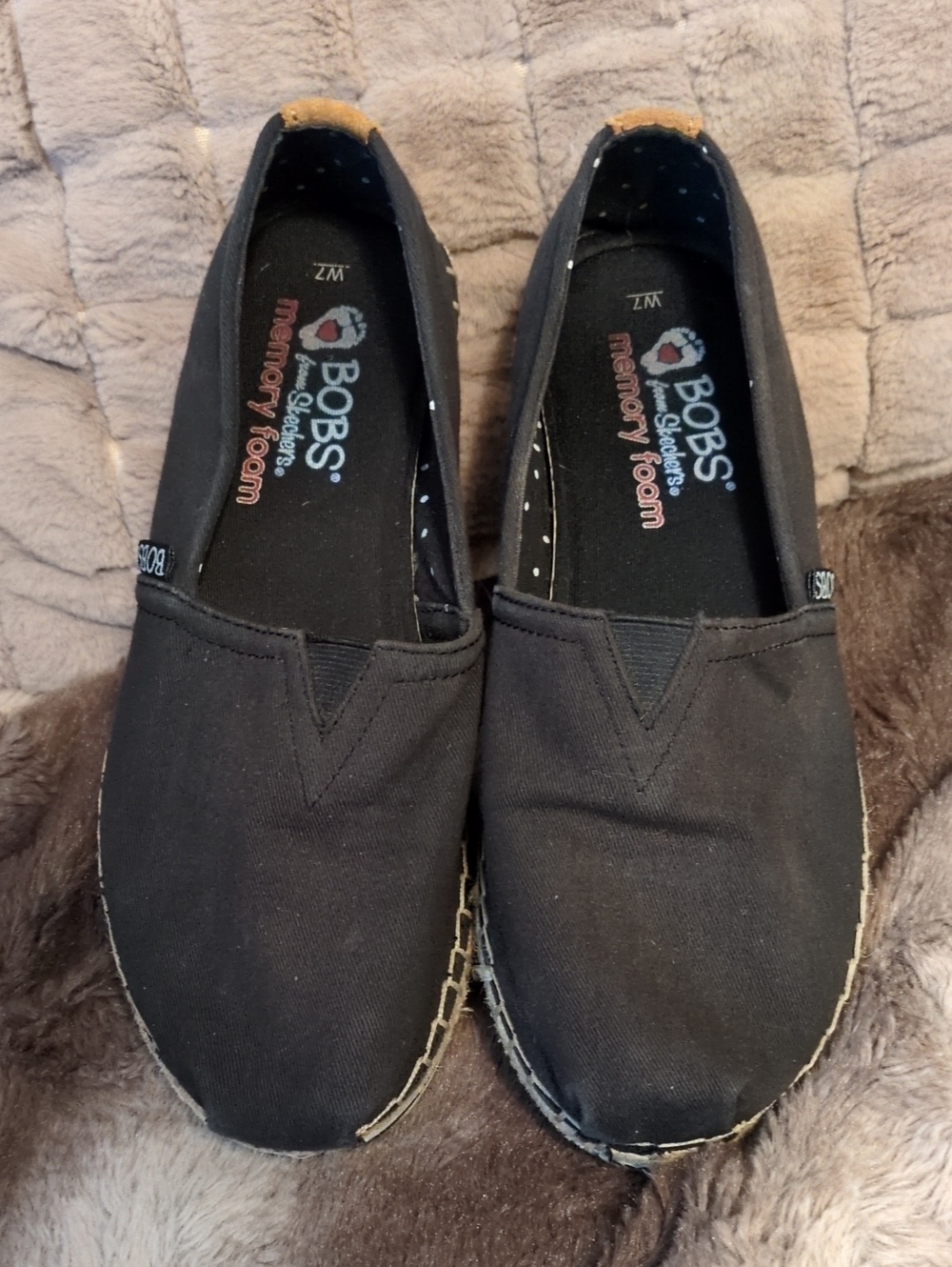 Skechers BOBS Black Slip-On Memory Foam Loafers